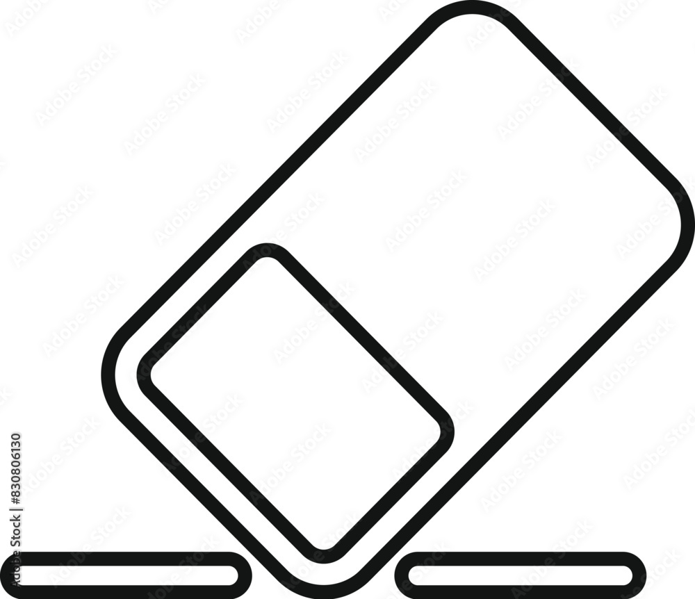 Simple line drawing of an eraser, perfect for educational and office themes Simple line drawing of an eraser, perfect for educational and office themes