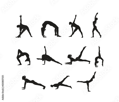 Free vector yoga postures, gymnastics and fitness collection set 