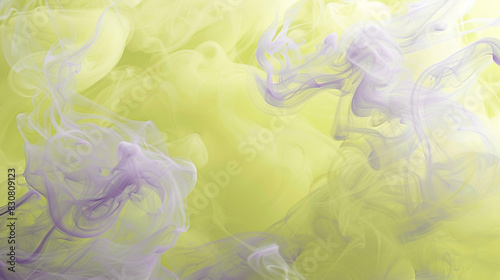 Fototapeta Naklejka Na Ścianę i Meble -  Neon violet swirls through pale yellow smoke for a soft yet intriguing event ambiance,