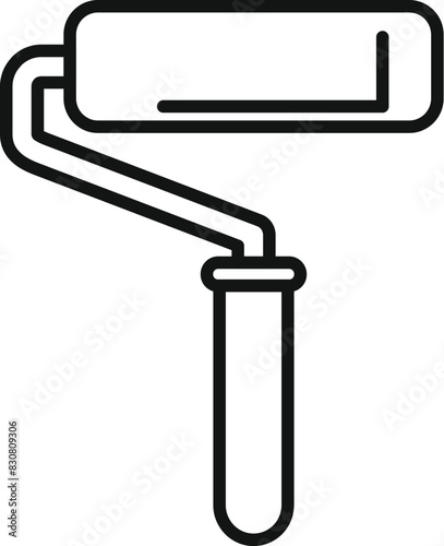 Vector illustration icon of a paint roller in simple line art, isolated on white background