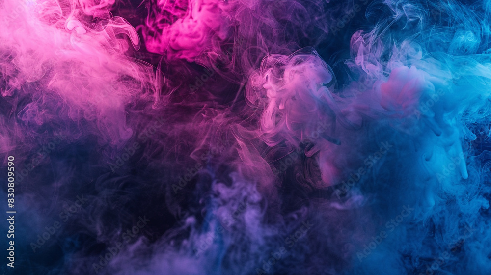 Enchanting pale indigo smoke intertwined with bright magenta neon for stage events,