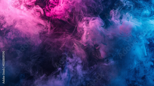 Enchanting pale indigo smoke intertwined with bright magenta neon for stage events, photo