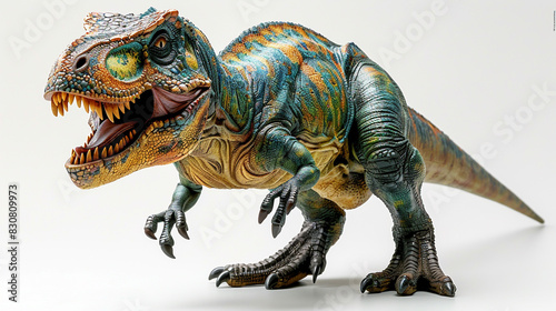 Toy Dinosaur Roaring on White Background photo