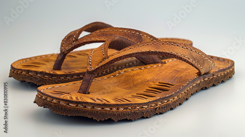 Brown Sandals on White Surface photo