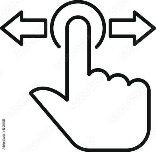 Vector illustration of a touch screen gesture icon with an arrow and a hand symbol