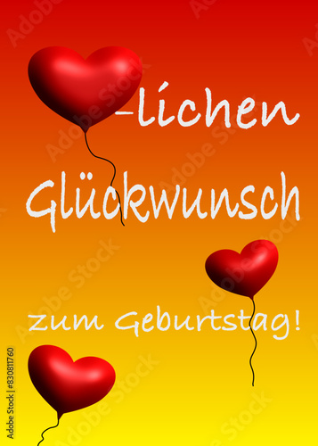 Geburtstagskarte mit Herzen