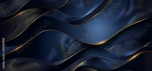 Blue and dark blue background with golden lines.