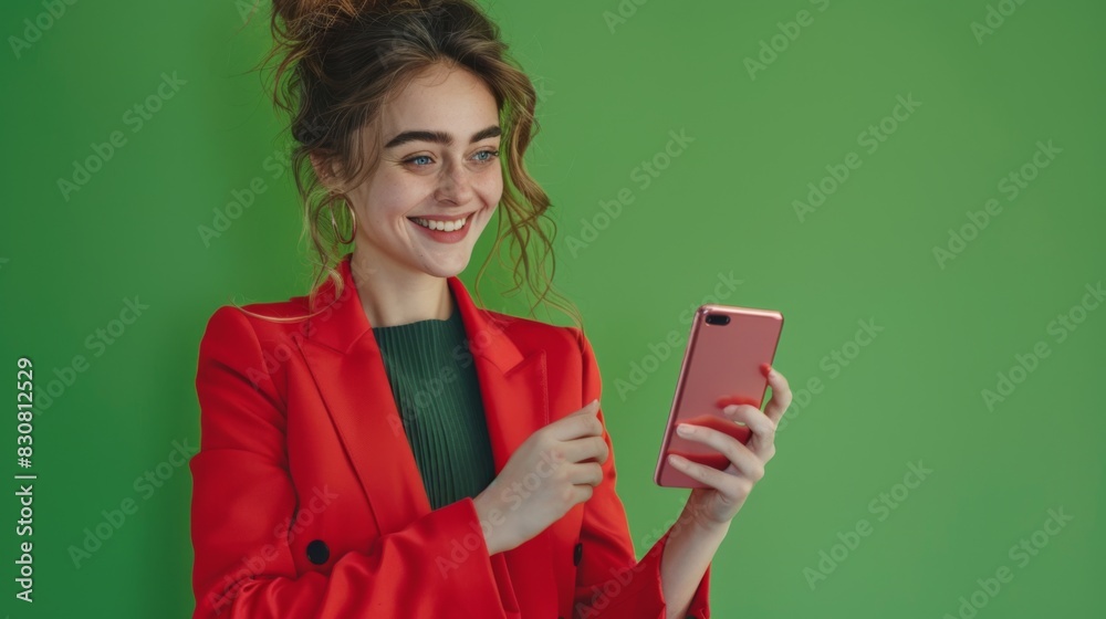 A Woman with a Smartphone Smiles A Woman with a Smartphone Smiles