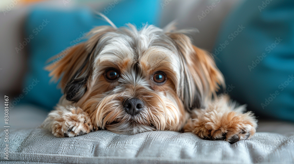 Small Dog Laying on Top of Couch Small Dog Laying on Top of Couch