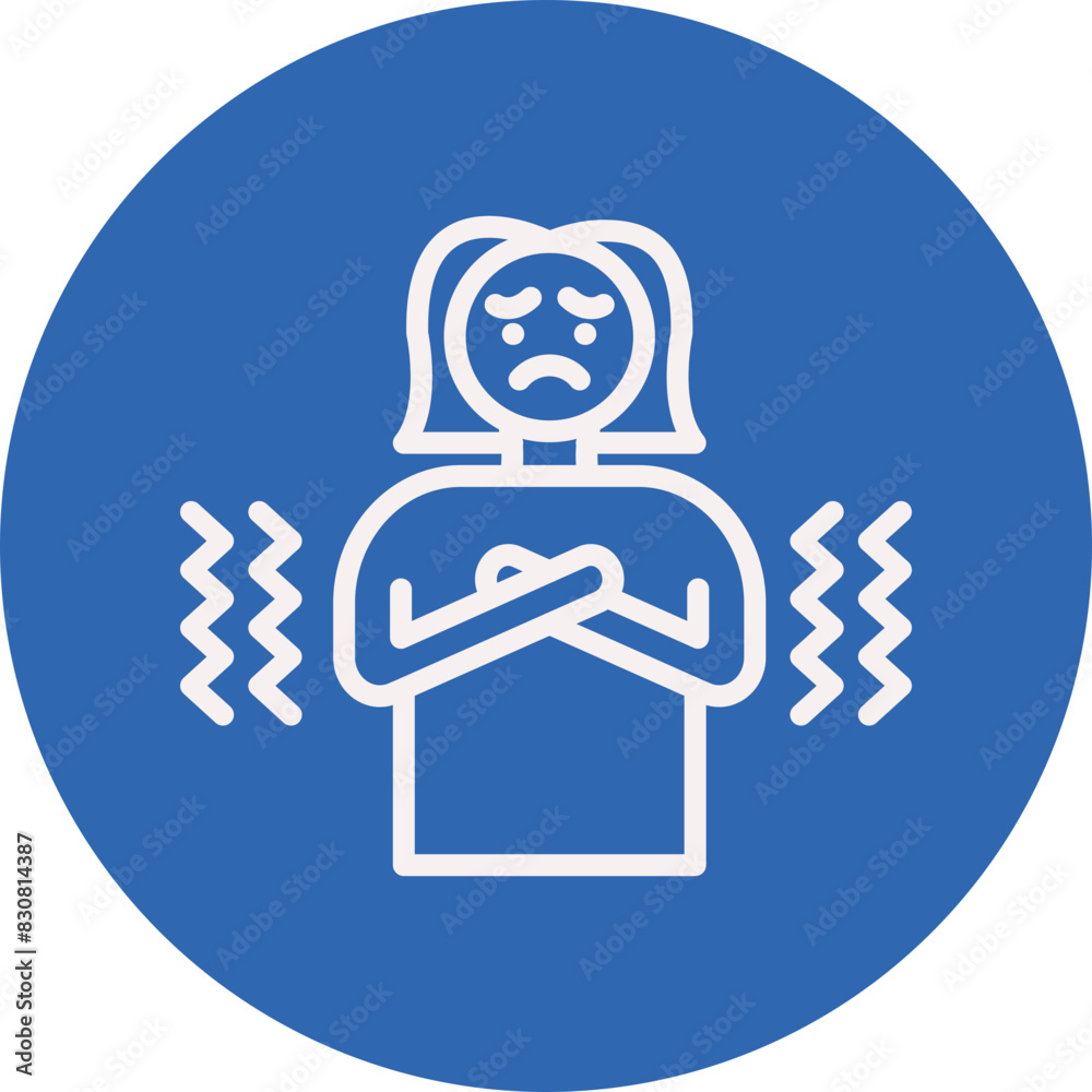 Cold Woman line circle icon