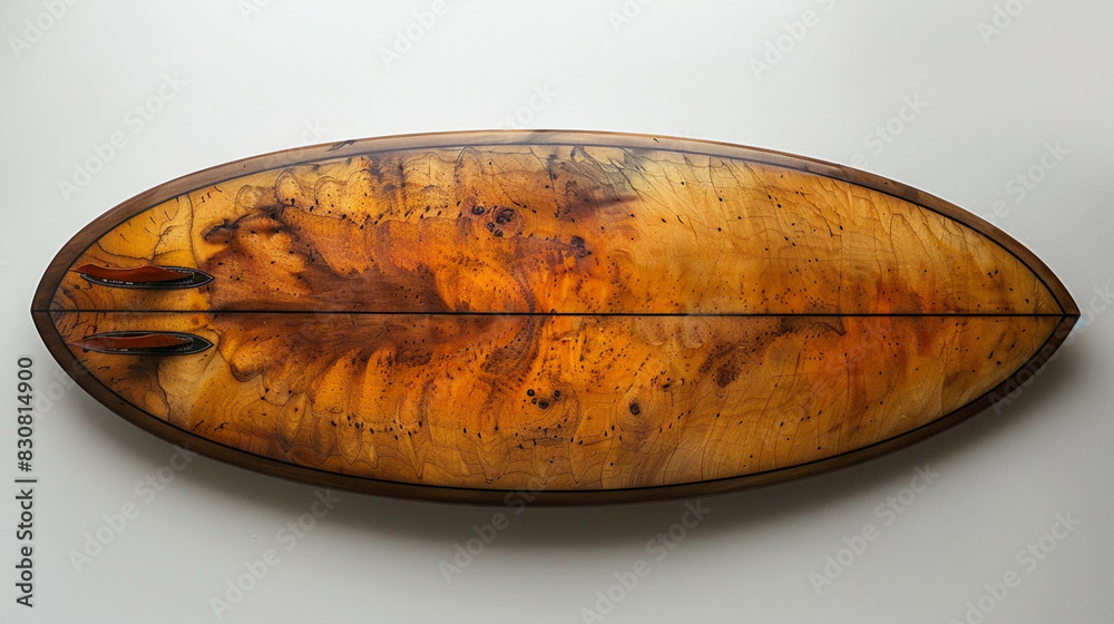Wooden Surfboard on White Wall Wooden Surfboard on White Wall