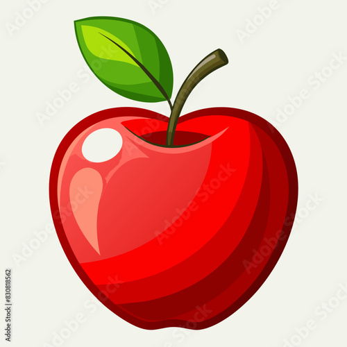 red apple with leaf