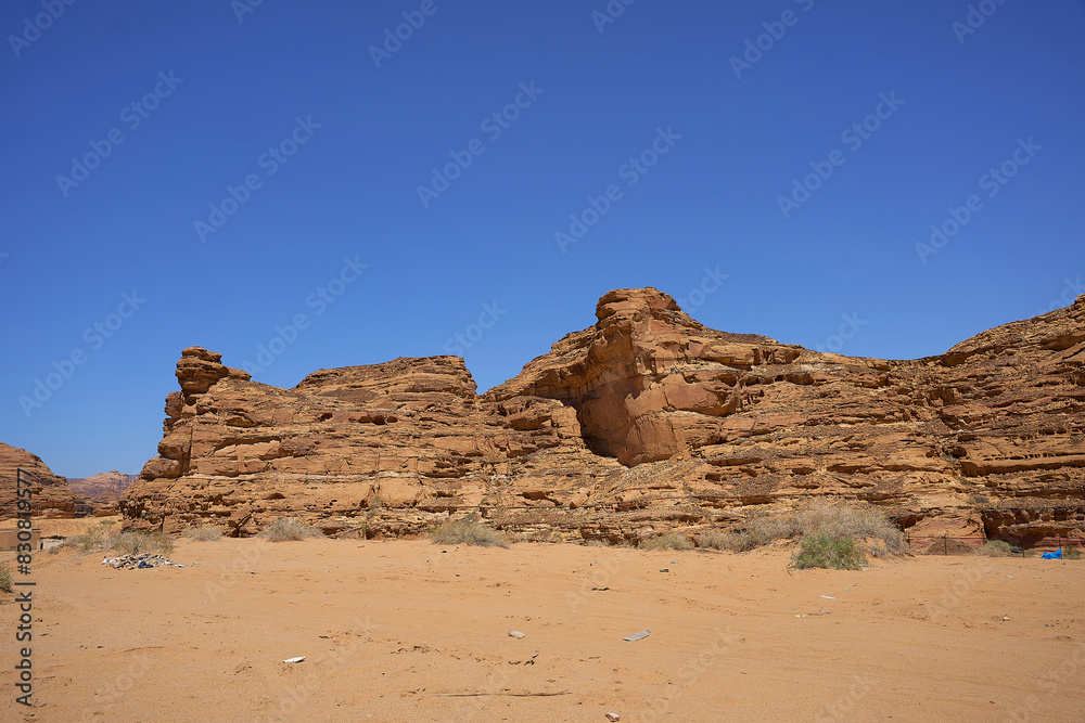 Mountains, An erosion formation in the desert near Elephant Rock, near Al-Ula, Saudi Arabia Mountains, An erosion formation in the desert near Elephant Rock, near Al-Ula, Saudi Arabia