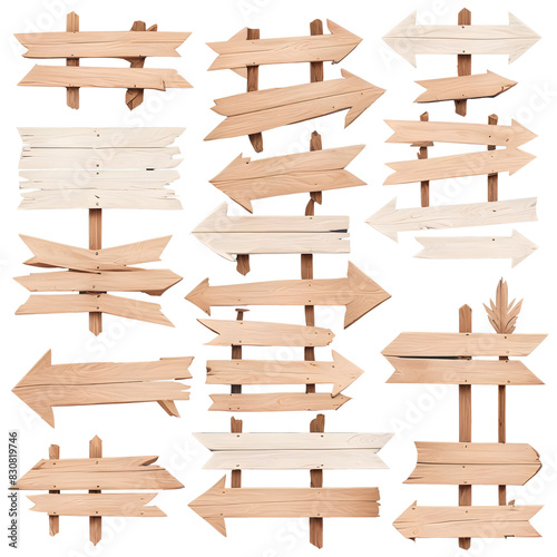 PNG set of wooden signs