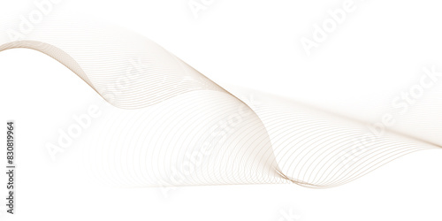 Brown shiny wave with lines created using blend tool. Curved wavy line smooth stripe Vector illustration.