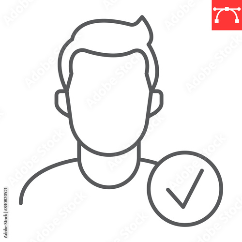 Eligibility line icon, man and person, eligible vector icon, vector graphics, editable stroke outline sign, eps 10.