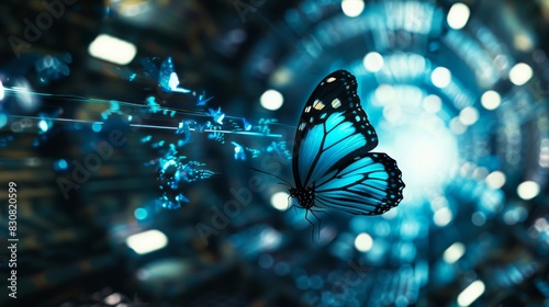 A butterfly is flying in a circle with a blurry background © Vilayat