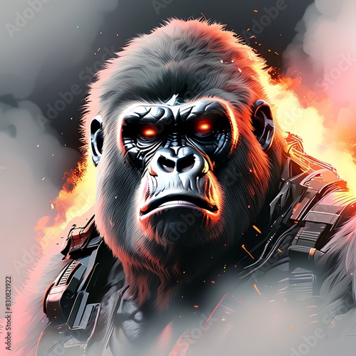 A gorilla portrait vector sharp focus