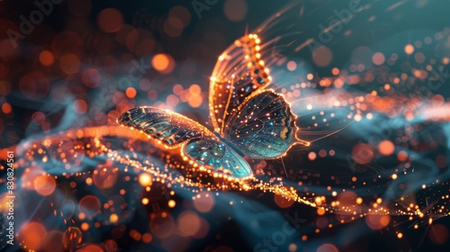 A butterfly is flying through a stream of colorful sparks © Vilayat