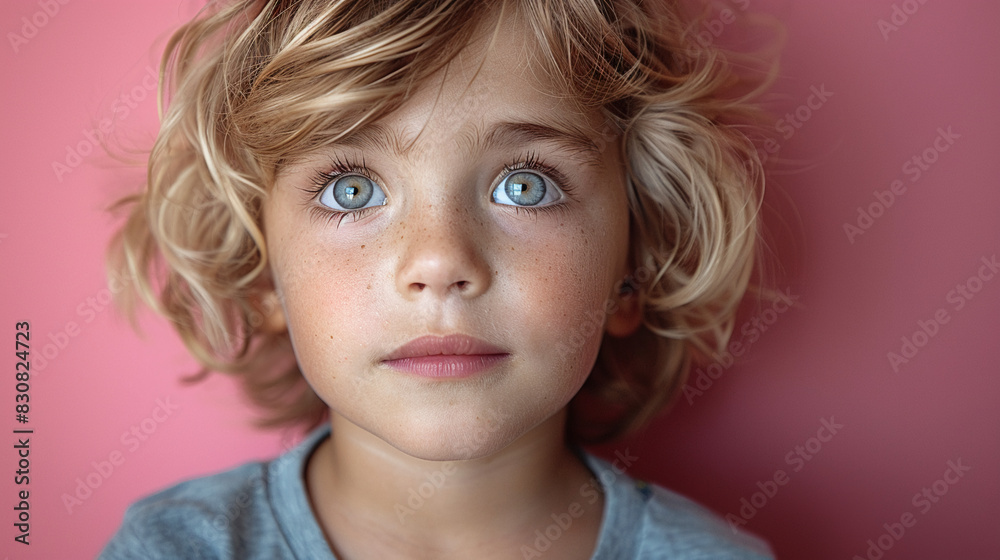Professional studio photo portrait of a cute little boy, lovely kid with naive face, a child with a emotional expression, widescreen 16:9 Professional studio photo portrait of a cute little boy, lovely kid with naive face, a child with a emotional expression, widescreen 16:9