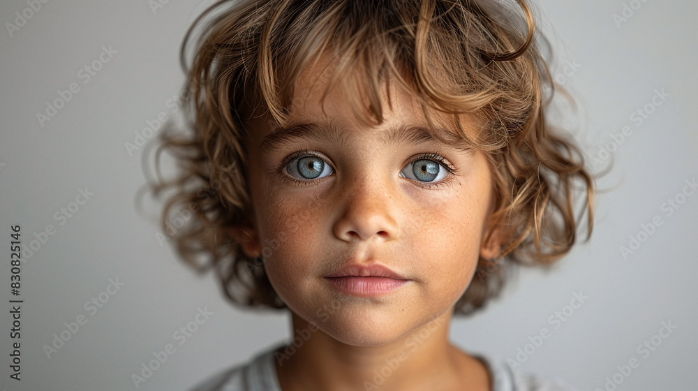 Professional studio photo portrait of a cute little boy, lovely kid with naive face, a child with a emotional expression, widescreen 16:9 Professional studio photo portrait of a cute little boy, lovely kid with naive face, a child with a emotional expression, widescreen 16:9