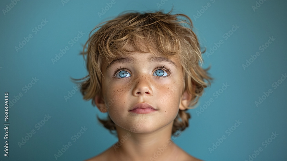 Professional studio photo portrait of a cute little boy, lovely kid with naive face, a child with a emotional expression, widescreen 16:9 Professional studio photo portrait of a cute little boy, lovely kid with naive face, a child with a emotional expression, widescreen 16:9