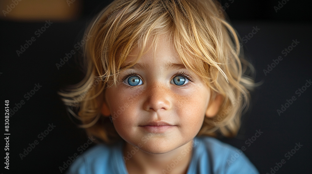 Professional studio photo portrait of a cute little boy, lovely kid with naive face, a child with a emotional expression, widescreen 16:9 Professional studio photo portrait of a cute little boy, lovely kid with naive face, a child with a emotional expression, widescreen 16:9