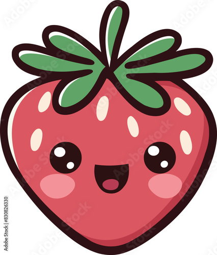 Happy strawberry in a kawaii style