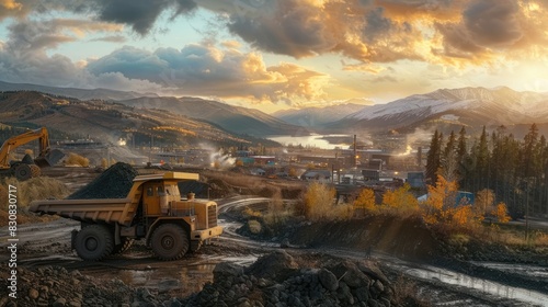 a big mining truck laden with black coal, symbolizing the raw energy and industrial might of the extraction process.