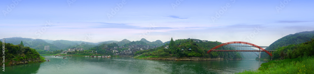 view of lake The sky, mountains, rivers, lakes and hills are beautiful in China.