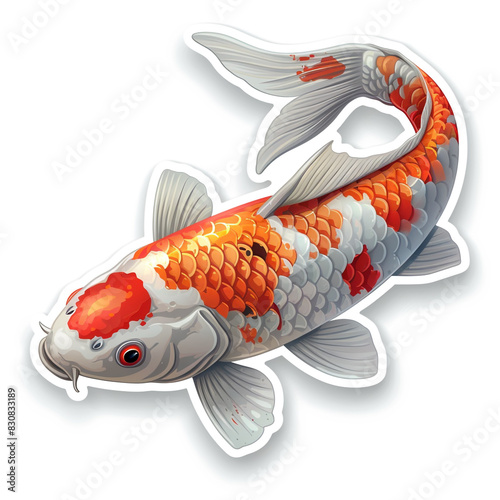 Koi Fish Sticker on White Background