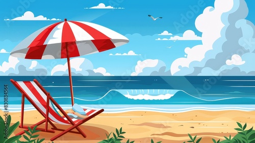 Luxuriate under a tropical beach umbrella in a sunny paradise with seaside relaxation vibes. Perfect for resort getaway promotions.