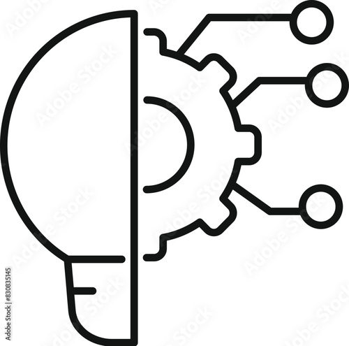 Linear illustration symbolizing the fusion of human intelligence with technology