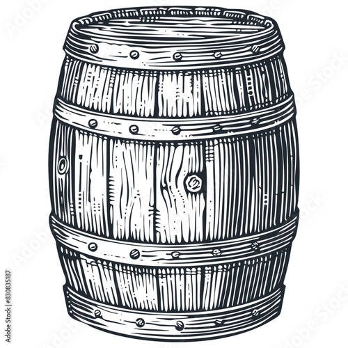 Wooden barrel, vector illustration