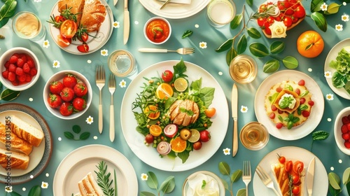Celebrate Mom with a Delightful Mother s Day Brunch Spread A Nourishing and Visually Appealing Meal Setting to Honor and Cherish the Special Bond between Mothers and Families photo