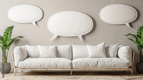 Elevate your bedroom dcor with a modern speech bubble wall decal featuring trendy design and easy application. photo