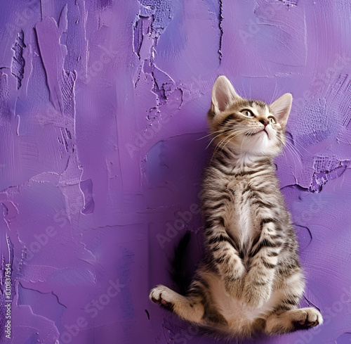 Kitten on violet backgrounds