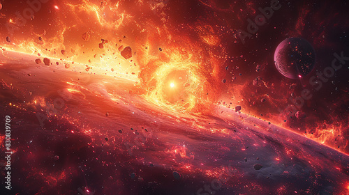 Cosmic Space Scene With Planets and Stars