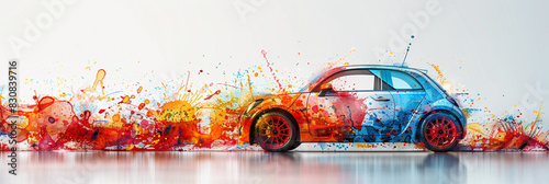 Colorful Small Car on White Background