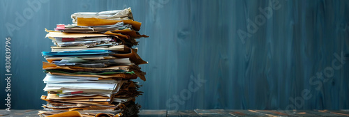 Stack of Papers on Wooden Table