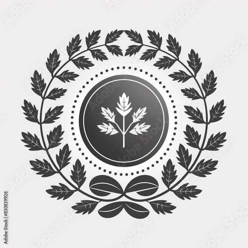 Black and White Logo With Leaves