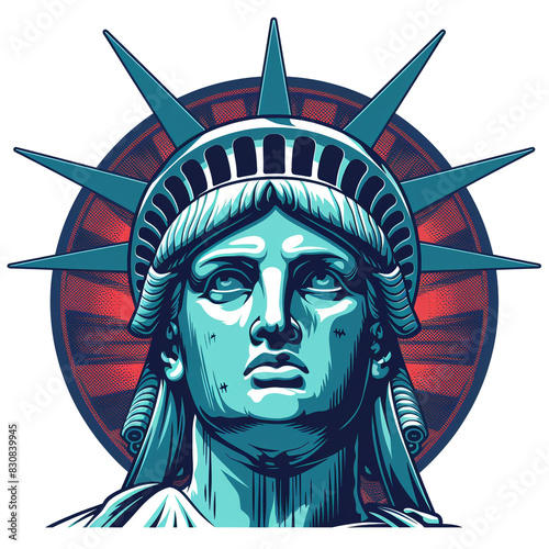 Statue of Liberty With Red Circle in Background