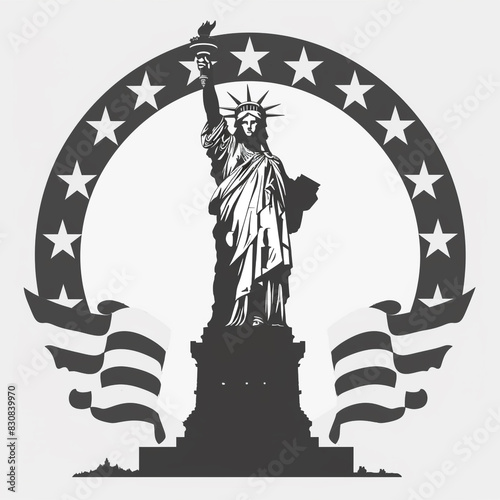 Statue of Liberty Surrounded by Stars.