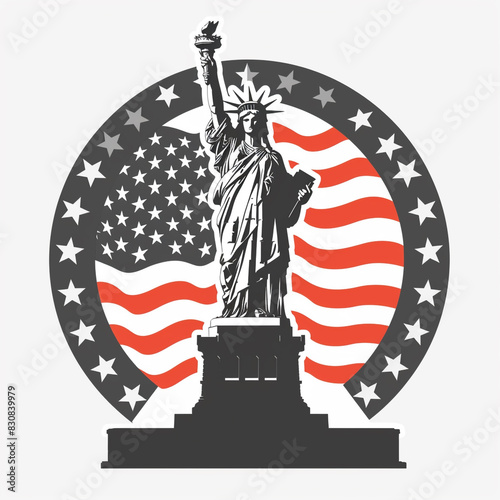 Statue of Liberty With American Flag