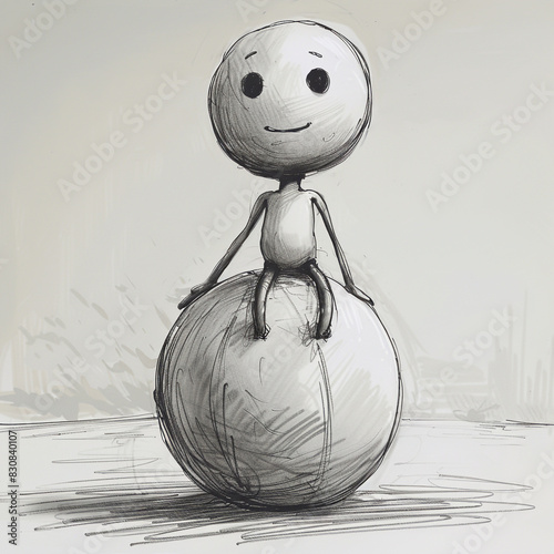 Person Sitting on Top of Ball