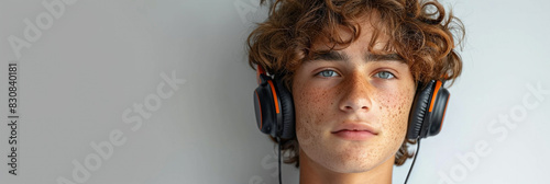 Young Man Listening to Music With Headphones