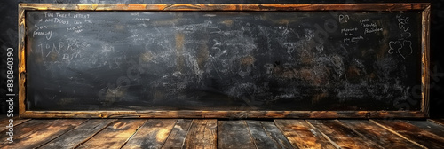 Blackboard With Writing in Dark Room