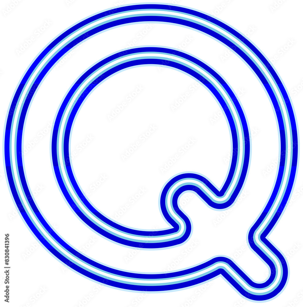 Vector bright blue neon light alphabet font typography design-Q Vector bright blue neon light alphabet font typography design-Q