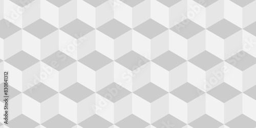 Vector Minimal cubes geometric tile and mosaic wall grid backdrop hexagon technology wallpaper background. white and gray block cube structure backdrop grid triangle texture vintage design.