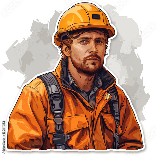 Man Wearing Hard Hat Drawing